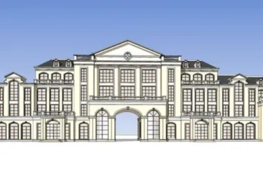 SketchUp Business Model: Multi-Story Classical Style Clubhouse Design-BIM WORLD