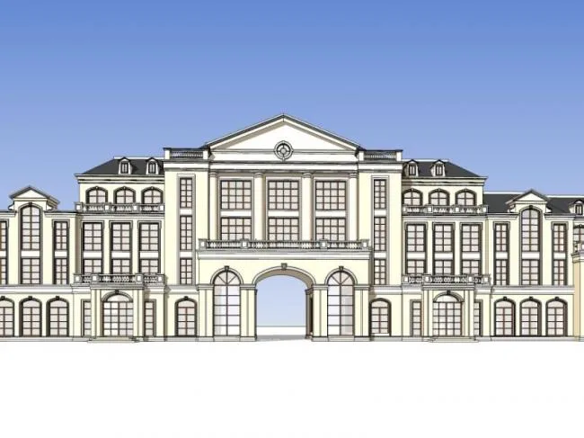 Sketchup Business Model | Multi-story Clubhouse, Classical Style