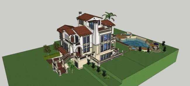 Sketchup Villa Model | Stacked Villa, Solo Villa, Spanish Style, Classical Style