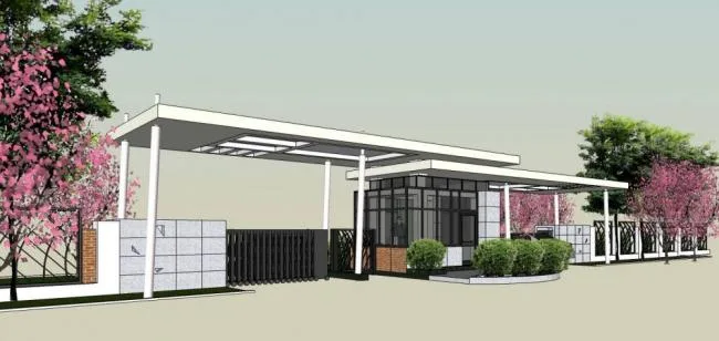 Sketchup Landscape Model | Guard Room, Entrance, Single Story, Landscape, Modern Style