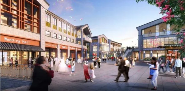 Sketchup Business Model | Multi story Commercial Street, Modern Style