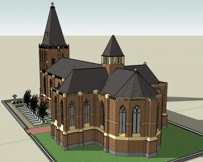 Sketchup Cultural Model | Multi story Church, Cultural Architecture, Classical Style