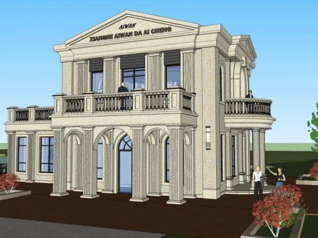 Sketchup Villa Model | Single Family Residence, European Style