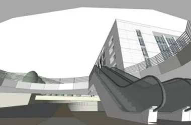 Modern High-Rise Hospital Model with Courtyard and Mountain View in SketchUp-BIM WORLD