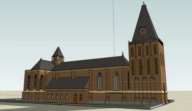 Sketchup Cultural Model | Multi story Church, Cultural Architecture, Classical Style