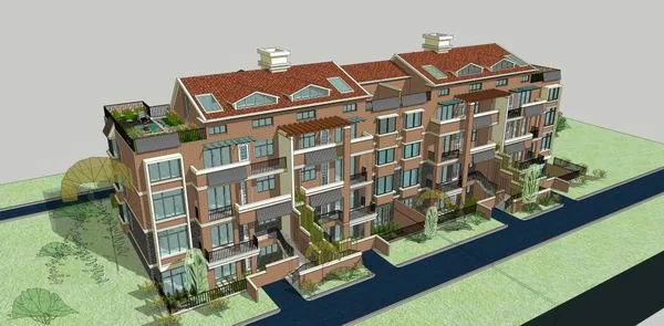 Sketchup Residential Model | Multi story Residence, Garden House, Classical Style