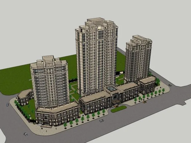 Sketchup Residential Model | High rise residential building, classical style, 25 floors