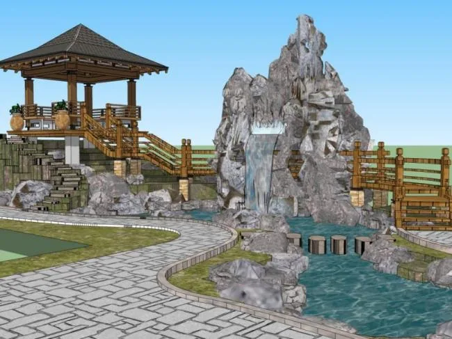 Sketchup Landscape Model | Landscape Architecture, Chinese Garden, Chinese Style