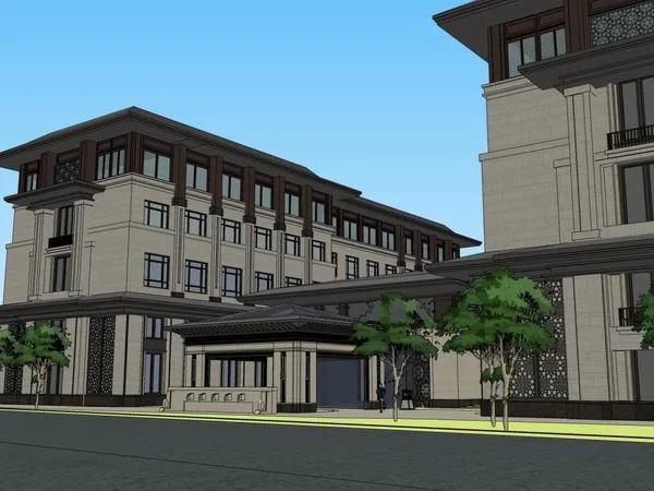 Sketchup Hotel Model | Multi story Hotel, Modern Chinese Style