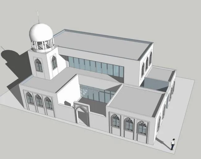 Sketchup Cultural Model | Multi story Hui Ethnic Auditorium, Mosque, Classical Style, Religious Architecture
