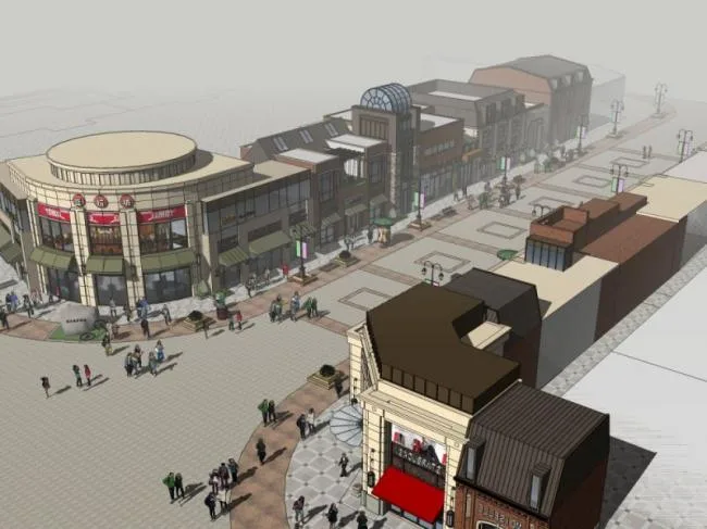 Sketchup Business Model | Multi story Commercial Street, Modern Style
