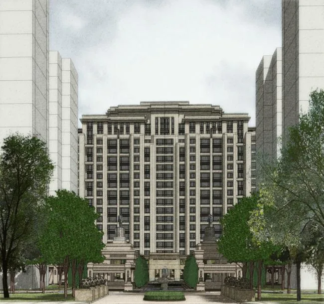 Sketchup Residential Model | High rise residential building, classical style, 18 floors