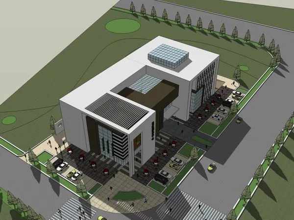 Sketchup Residential Model | Multi story Residential Activity Center, Modern Style