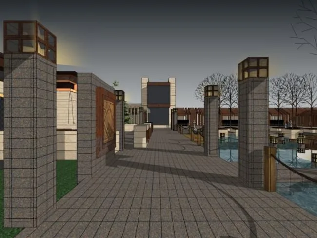 Sketchup Business Model | Low Level Clubhouse, Modern Style