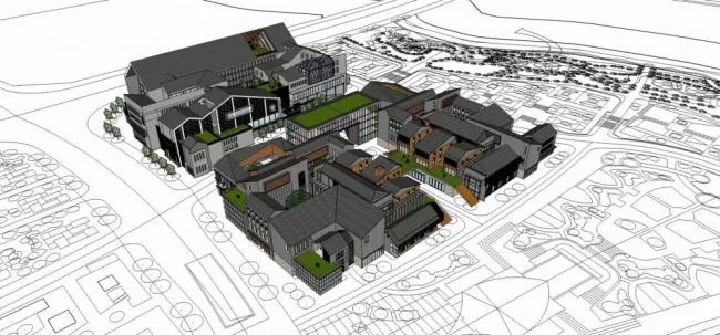 Sketchup Business Model | Multi story Commercial Street, Remembering Guiyang, Chinese Style