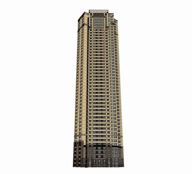 Sketchup Residential Model | Super high-rise apartment, classical style, residential building
