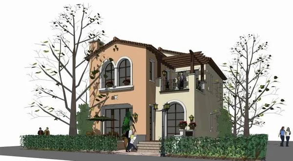 Sketchup Villa Model | Single Family Villa, Classical Style