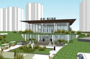 SketchUp Business Model: Multi-Story Commercial Building - Poly Xijianglin Language Sales Center in Modern Style-BIM WORLD