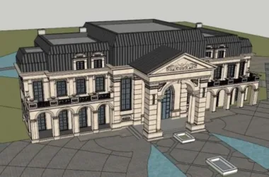 SketchUp Business Model: Multi-Story French Classical Clubhouse Design-BIM WORLD
