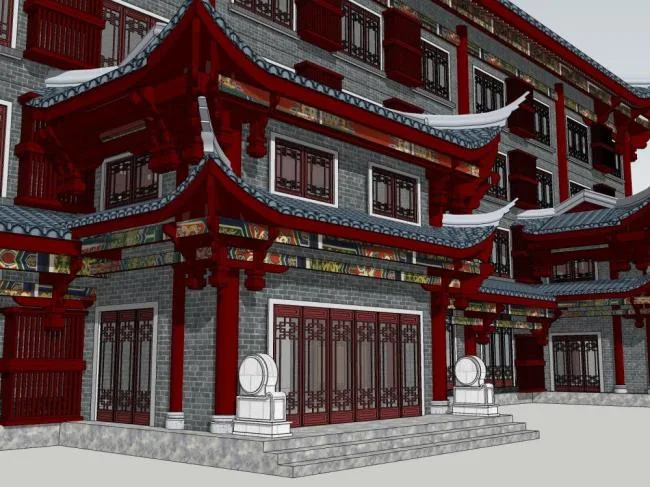 Sketchup Business Model | Multi story commercial building, Chinese style, ancient architecture