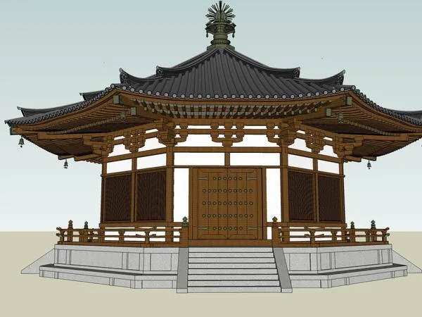 SketchUp Model of Ancient Chinese Multi-Story Temple Architecture-BIM WORLD