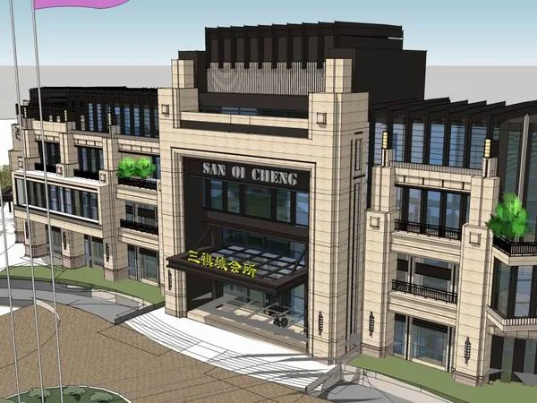 Sketchup Business Model | Multi story Sanqi City Club, Commercial, Classical Style