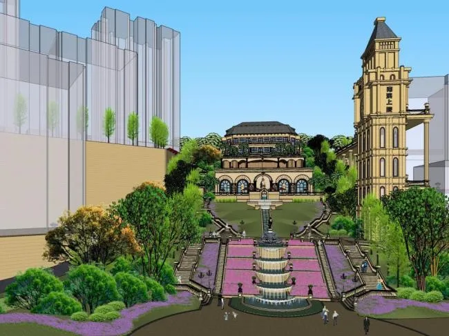 Sketchup Business Model | Multi story Clubhouse, French Style, Classical Style, Stacking, Commercial Architecture