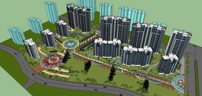 Sketchup Residential Models | High rise Residential Communities, Residential Buildings, New Chinese Style