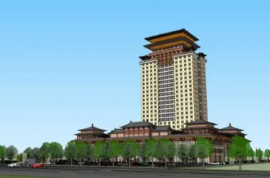 SketchUp Hotel Model: High-Rise Chinese-Style Design-BIM WORLD