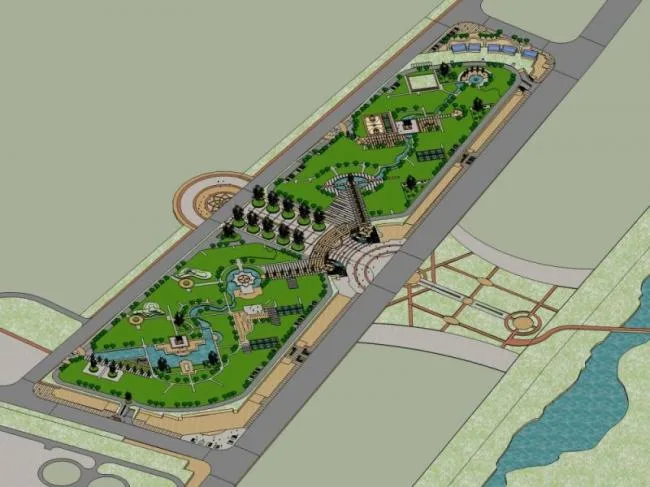 Sketchup Landscape Model | Community Landscape, Residential Landscape, Classical Style