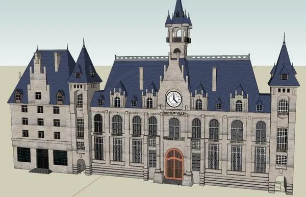 SketchUp Multi-Story Hotel Model in European Classical Style