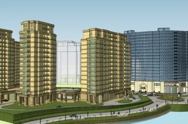Modern Curved High-Rise Hotel and Residential SketchUp Model-BIM WORLD