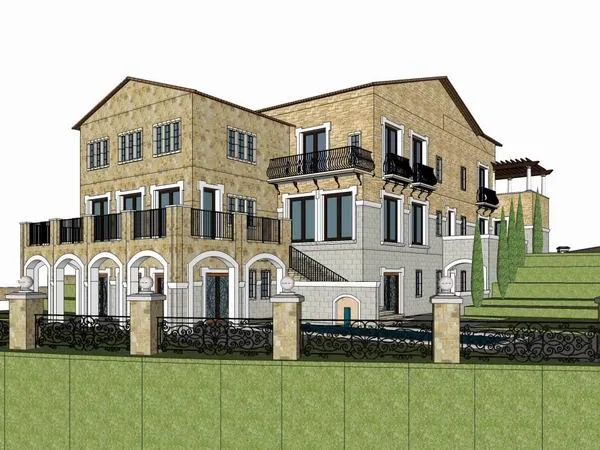 Sketchup Villa Model | Single Family Villa, Classical Style