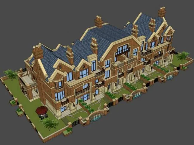 Sketchup Villa Model | Multi row Villa, European Classical Style