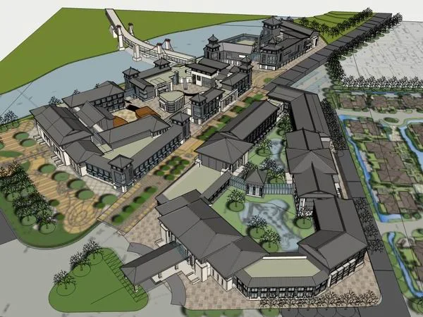 Sketchup Business Model | Multi story Tourist Street, Commercial Street, Chinese Style