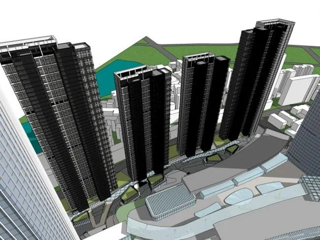 Sketchup Complex Model | Super High rise Commercial Complex, Office, Modern Style