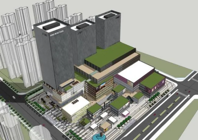 Sketchup Office Model | High rise office building, ground floor commercial, modern style