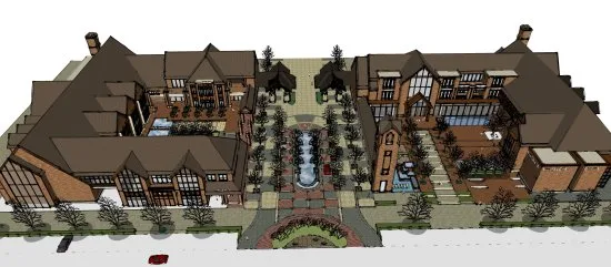Sketchup Business Model | Multi story Commercial Street Section, Classical Style