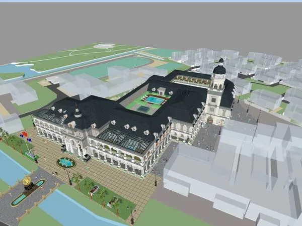 Sketchup Hotel Model | Multi story Australian Hotel, Classical Style