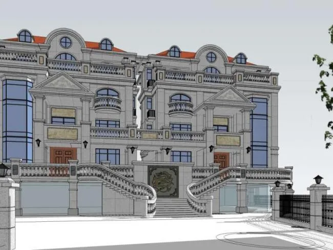 Classical Twin Villa Model in SketchUp