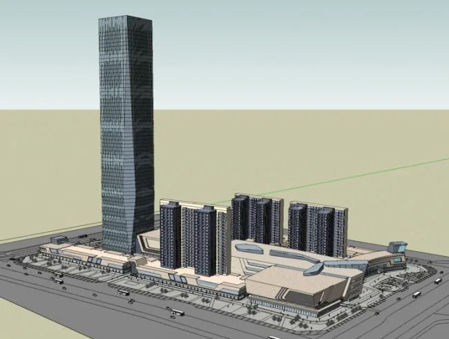 Sketchup Complex Model | Super high-rise commercial complex, modern style, residential apartments, office buildings, shopping centers