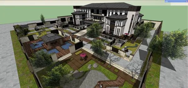 Sketchup Villa Model | Single Family Villa, Classical Style
