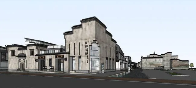 Sketchup business model | Mount Huangshan International Liyang Old Street, a multi-storey business street with Chinese style