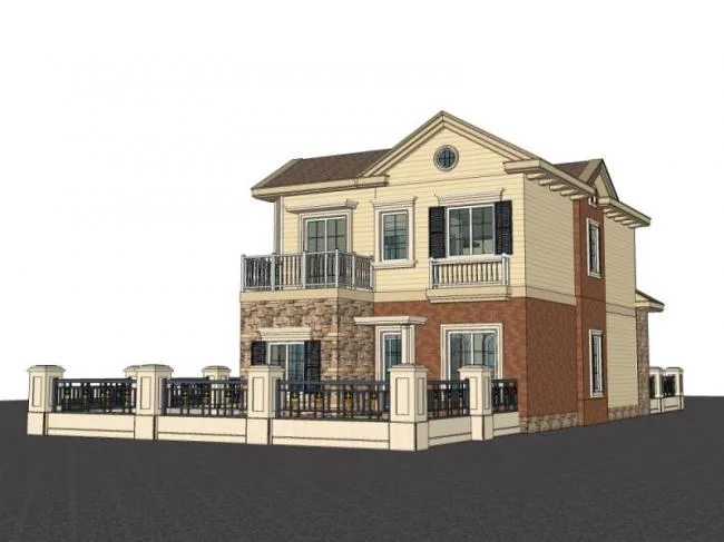Sketchup Villa Model | Single Family Villa, Classical Style