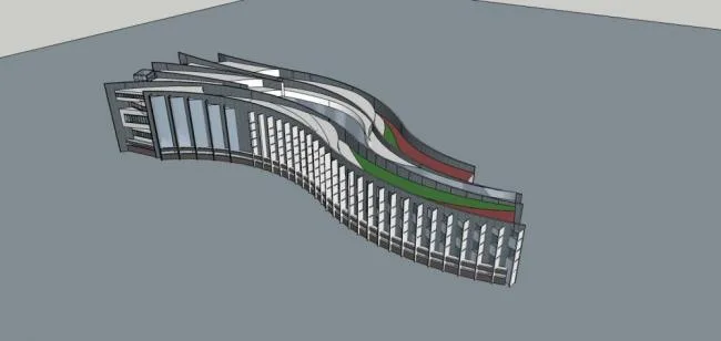Sketchup Hotel Model | Multi story Curved Hotel, Modern Style