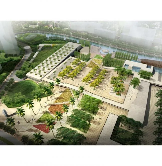 Sketchup Landscape Model | Square Landscape, Modern Style
