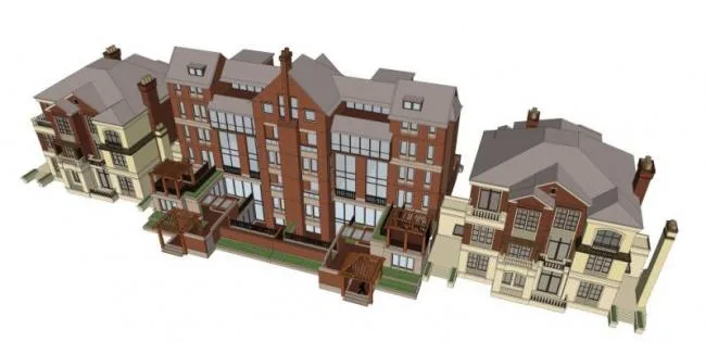 Sketchup Villa Model | Multi row Villa, European Style