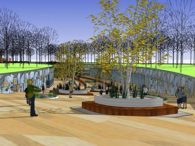 Sketchup Landscape Model | Square Landscape, Modern Style