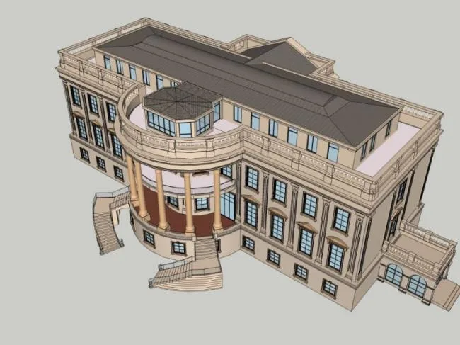 Sketchup Business Model | Multi story Clubhouse, French Style