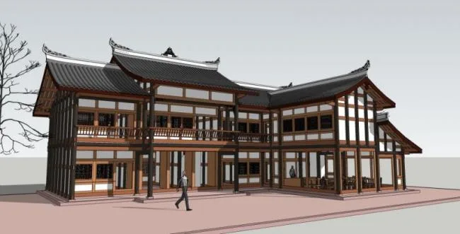 Sketchup Residential Model | Small Wooden House, Chinese Style